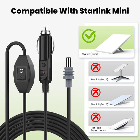 Starlink Mini Car to DC Cable 10ft Switch Included view 2