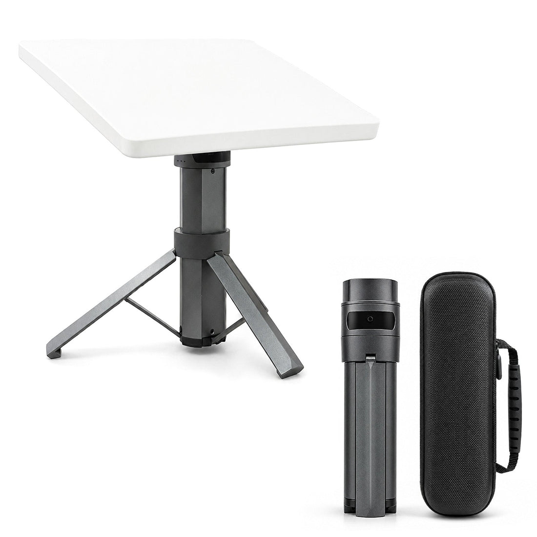 Battery tripod mount supporting a Starlink Mini connection for campsite calls and messages