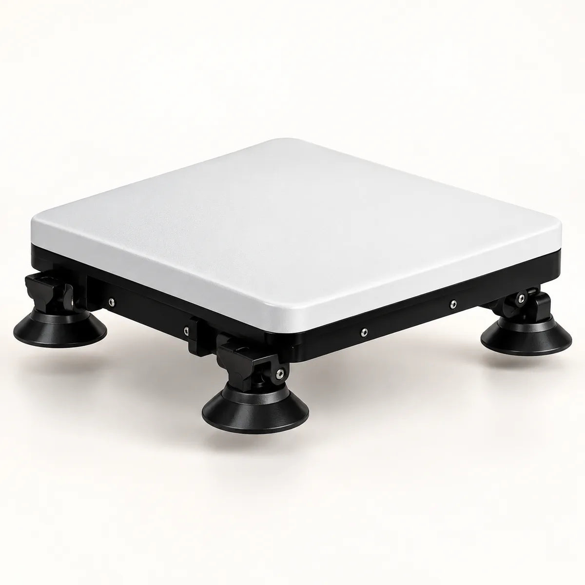 Underside close-up of the AeroLinkGear Starlink Mini protective case with four black suction-cup mounting arms.