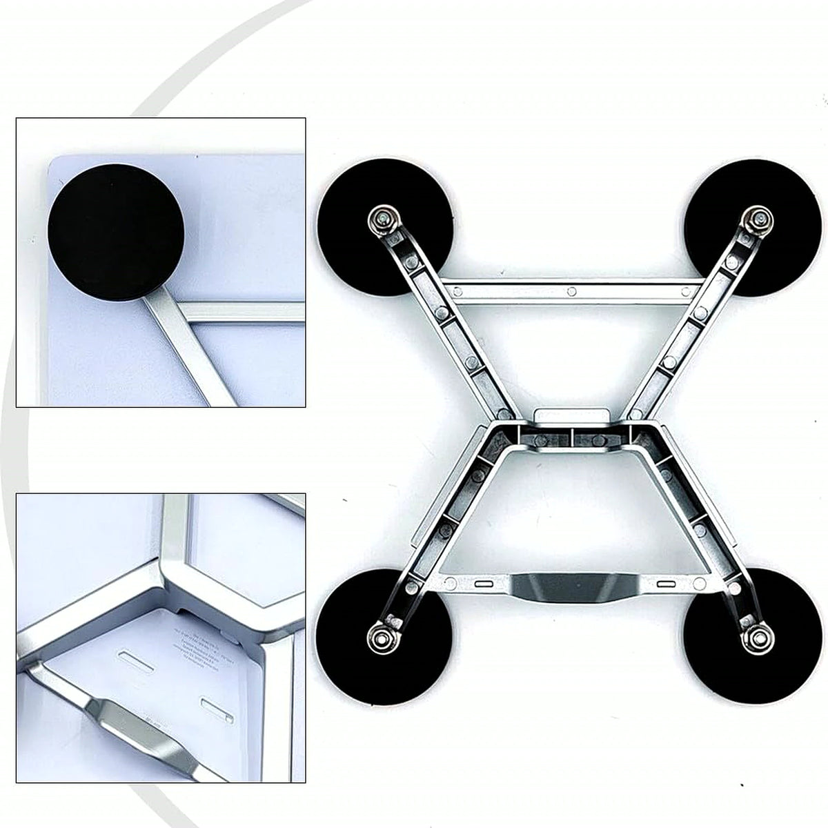 Close-up construction details of the four-point magnetic Starlink Mini V4 mount