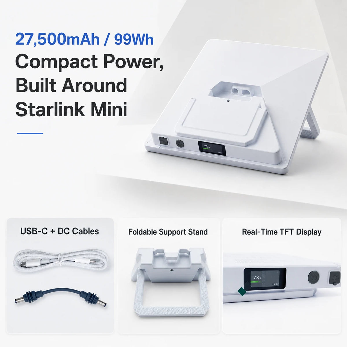 AeroLinkGear LinkDock 99Wh Snap-On Battery Stand for Starlink Mini