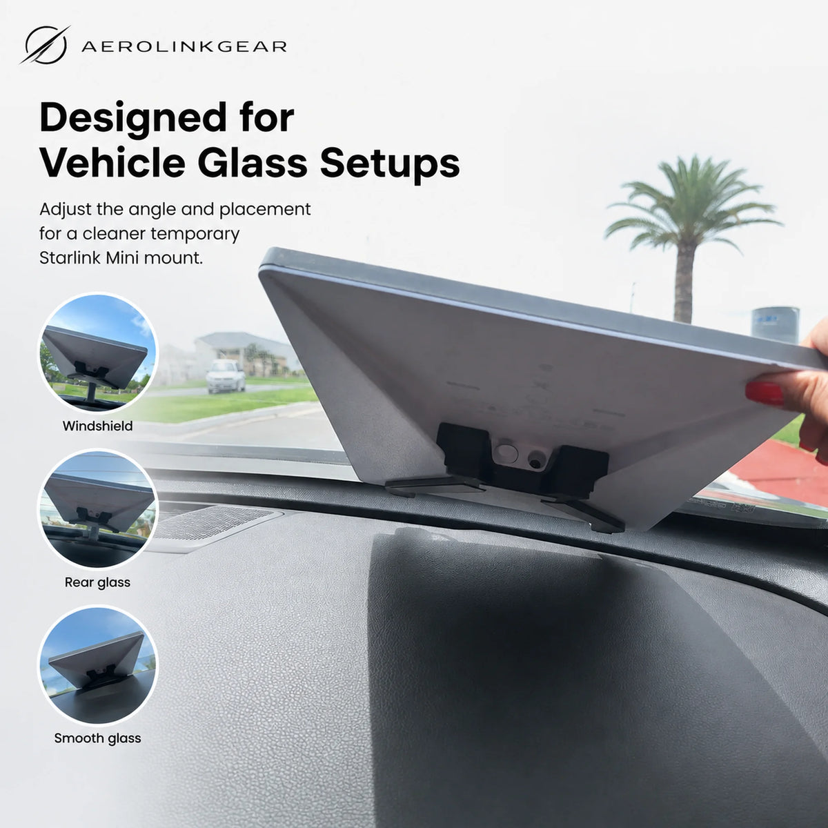 AerolinkGear Starlink Mini Glass Dock | Adjustable Dual-Cup Vehicle Mount