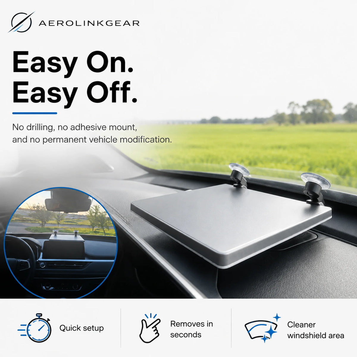 AerolinkGear Starlink Mini Glass Dock | Adjustable Dual-Cup Vehicle Mount