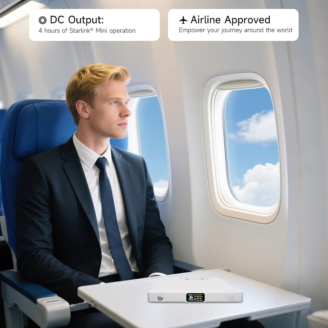 AerolinkGear Power Bank for Starlink Mini - USB-C Port and Indicator Lights Detail