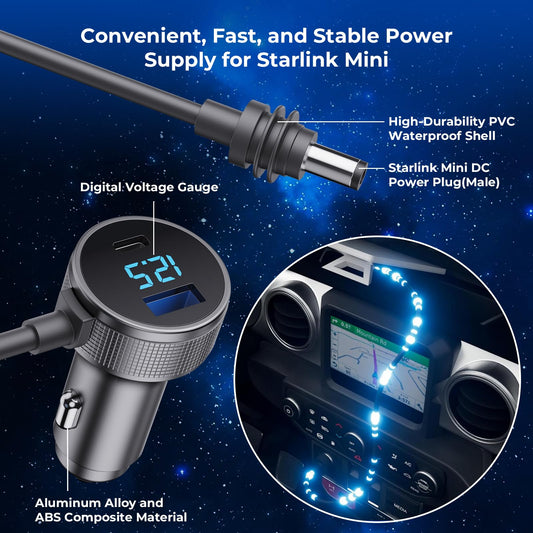 Starlink Mini 3-in-1 Cable USB-C Car Charger DC