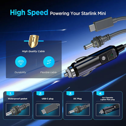 Starlink Mini 3-in-1 Cable USB-C Car Charger DC v2 view 5