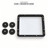 AeroLinkGear Starlink Mini protective case with four round magnetic mounting bases displayed beside it.