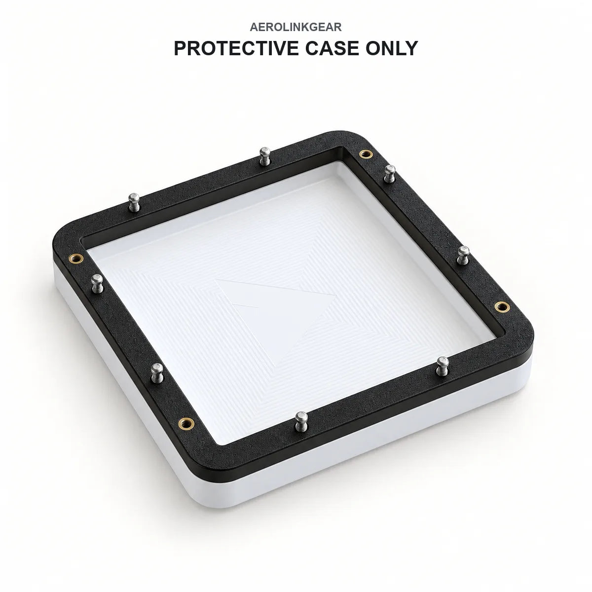 AeroLinkGear protective case only for Starlink Mini with a black support frame on a white background.