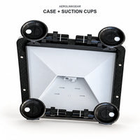 AeroLinkGear protective case and four suction-cup assemblies for Starlink Mini on a white background.