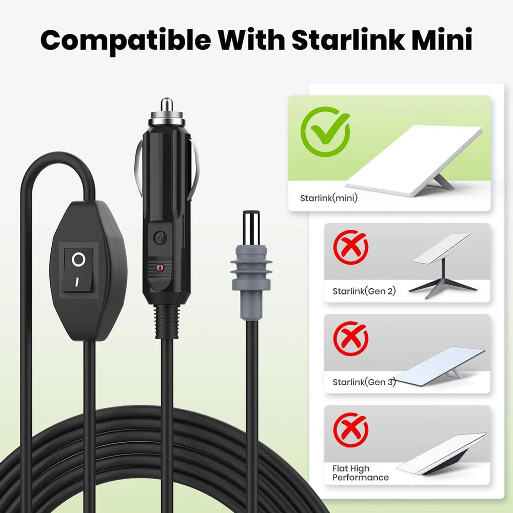 Starlink Mini Car to DC Cable 10ft Switch Included view 2