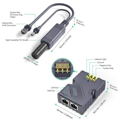 PoE Injector & Ethernet Adapter for Starlink Mini view 3