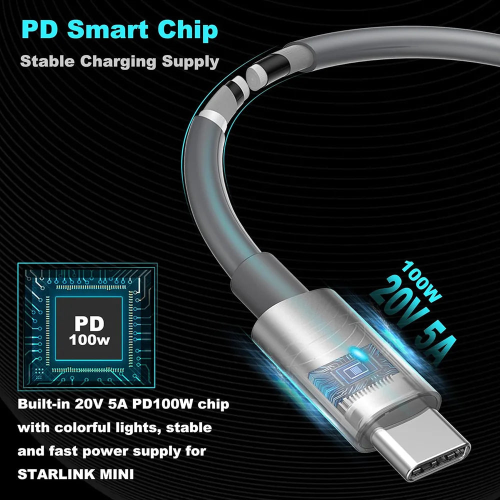 USB-C to DC Cable with LED for Starlink Mini PD view 3