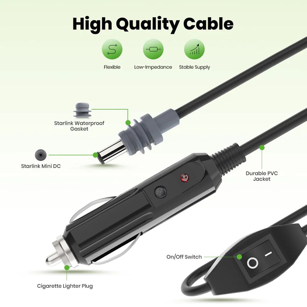 Starlink Mini Car to DC Cable 10ft Switch Included view 3
