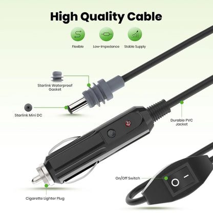 Starlink Mini Car to DC Cable 10ft Switch Included view 3
