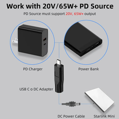 USB-C to DC Adapter Cable for Starlink Mini view 3