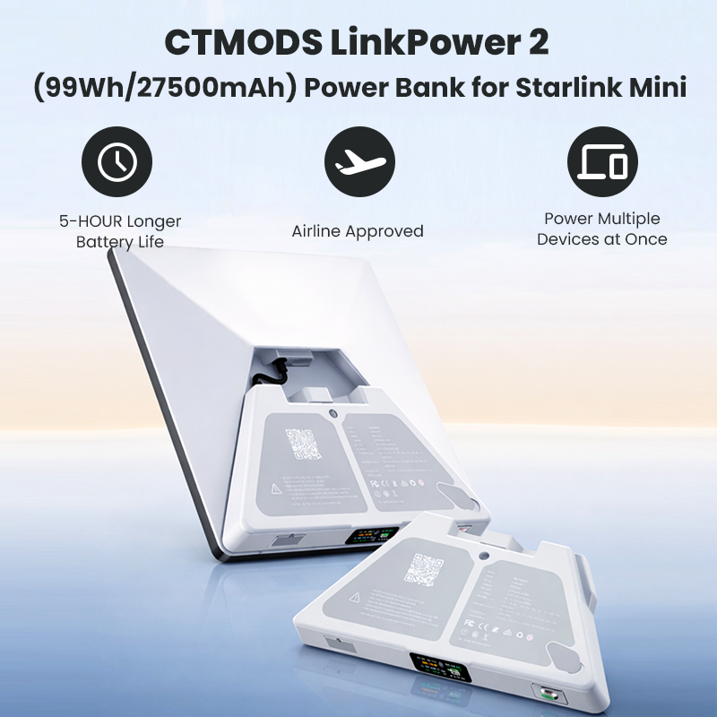 Starlink Mini Power Bank - LinkPack 2 | 99Wh 5H Runtime, IP65, Airline Approved - AerolinkGear