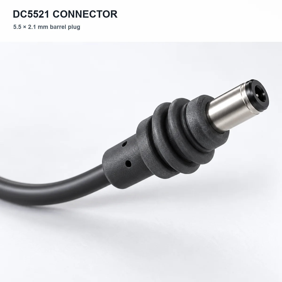DC5521 5.5 × 2.1 mm barrel connector on the M18-compatible power cable