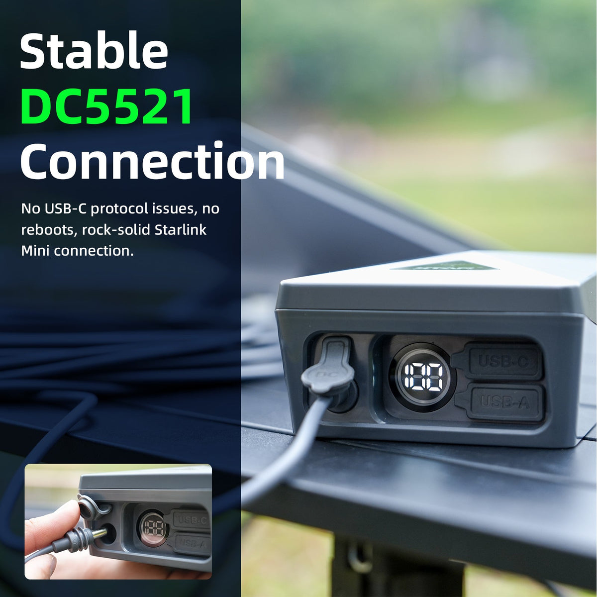 MP158 DC5521 direct connection for Starlink Mini