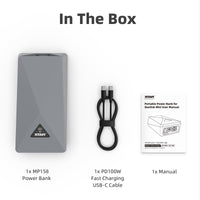 MP158 power bank USB-C cable and manual in the box