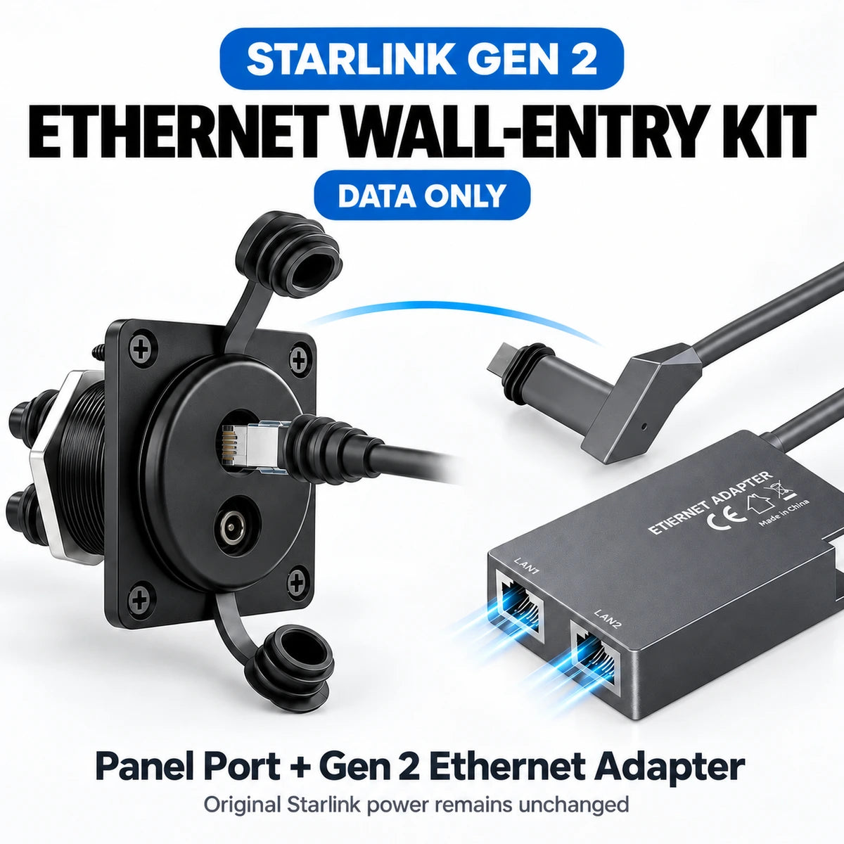 Starlink Gen 2 data-only wall-entry kit with Ethernet adapter