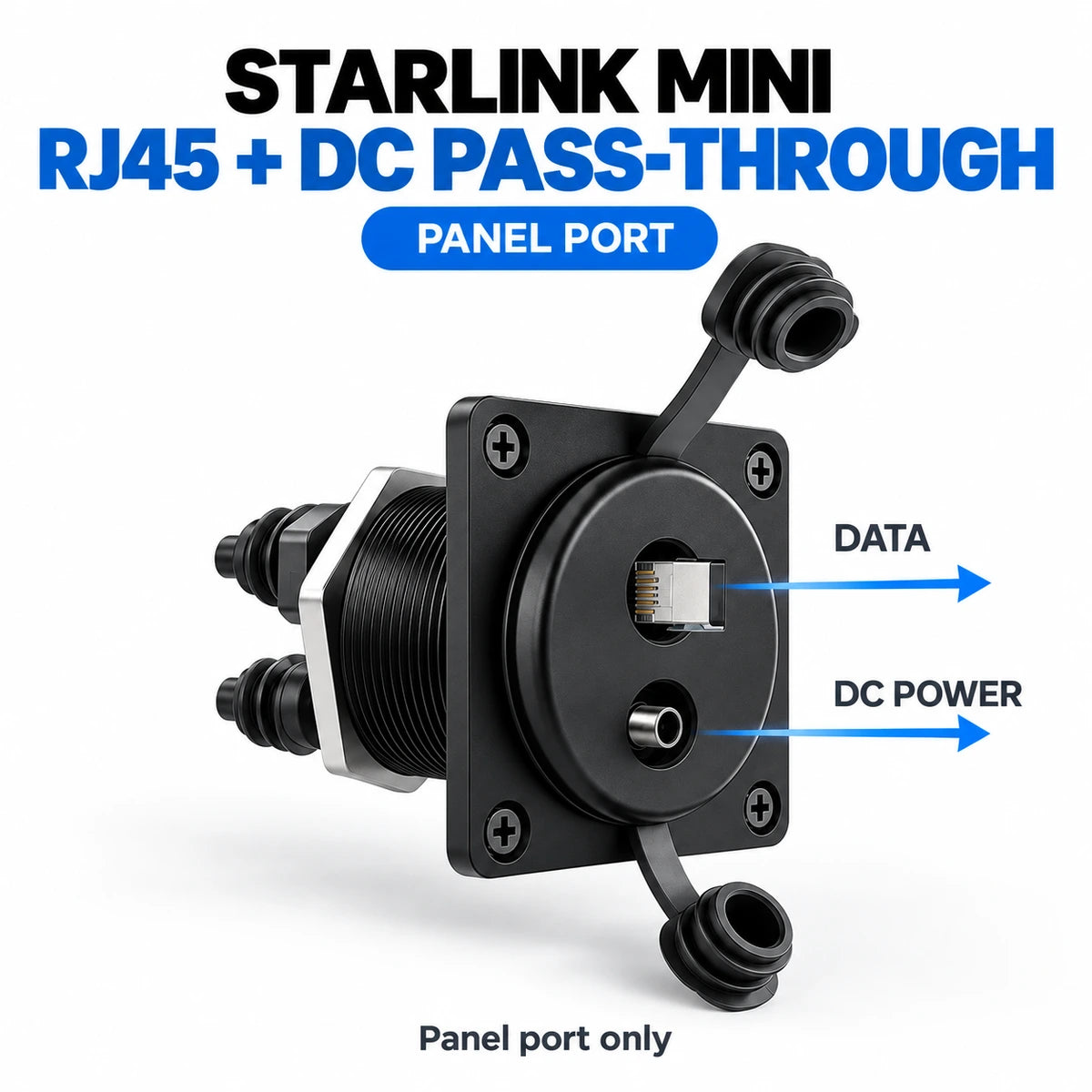 Starlink Mini RJ45 and DC wall pass-through panel port option
