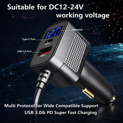 Starlink Mini Car Charger Cable Digital Display 3-in-1 view 3