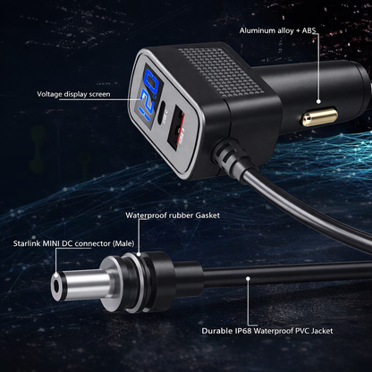 Starlink Mini Car Charger Cable Digital Display 3-in-1 view 4