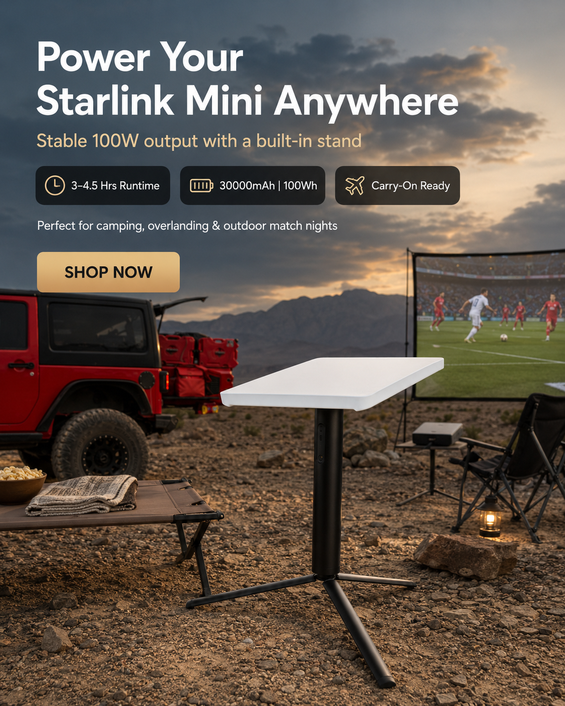 Starlink Mini Stand Power Bank Overlanding Off Grid Internet