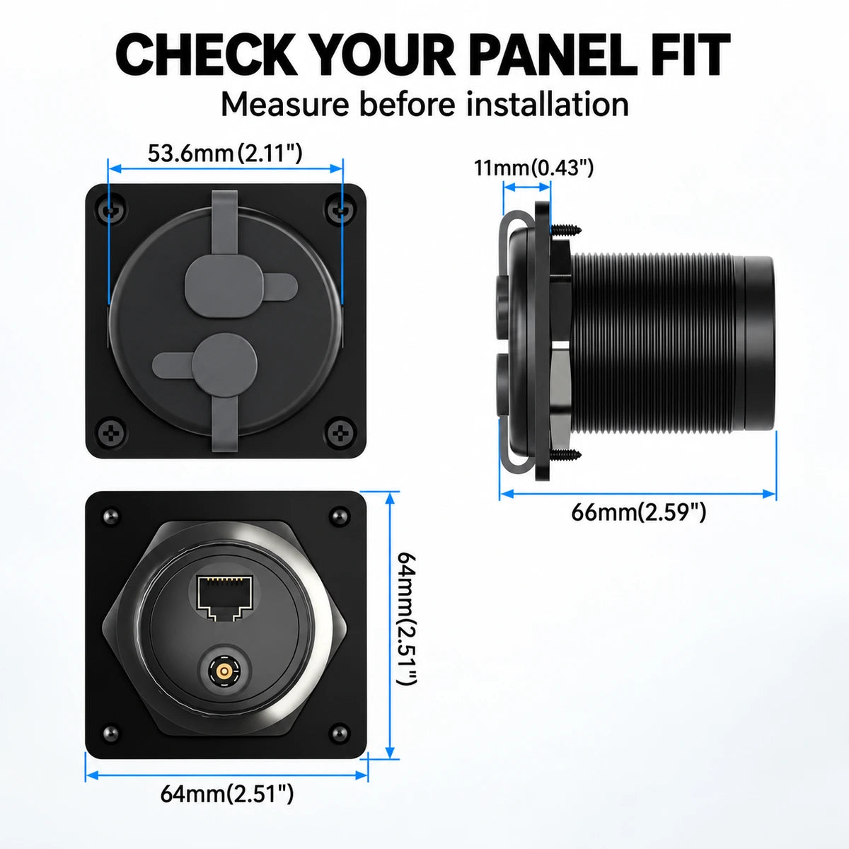 AerolinkGear wall pass-through dimensions and mounting-hole spacing